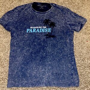 Aeropostale T Shirt Men's Size Medium Blue Acid Wash Short Sleeve Crewneck
